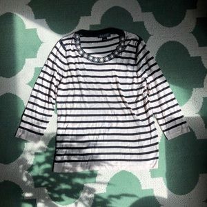 Black and white striped tee.